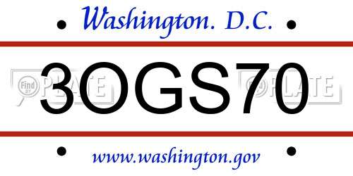 3OGS70 District Of Columbia License Plate