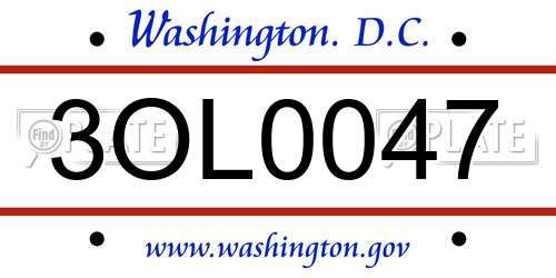 3OL0047 District Of Columbia License Plate