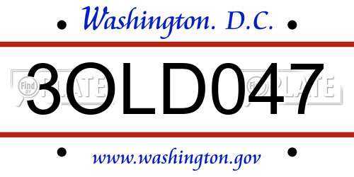 3OLD047 District Of Columbia License Plate