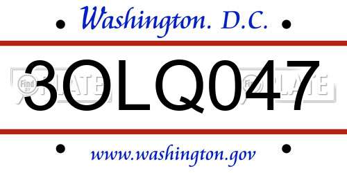 3OLQ047 District Of Columbia License Plate