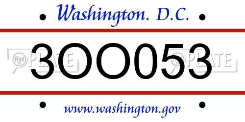 3OO053 District Of Columbia License Plate