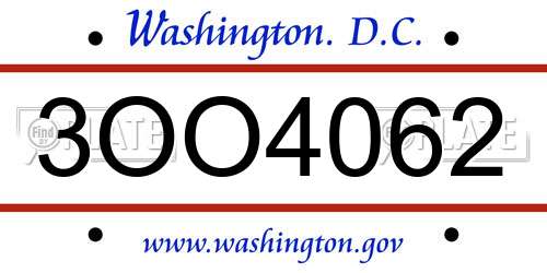 3OO4062 District Of Columbia License Plate