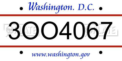 3OO4067 District Of Columbia License Plate