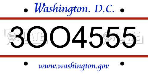 3OO4555 District Of Columbia License Plate
