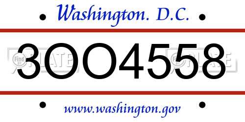 3OO4558 District Of Columbia License Plate