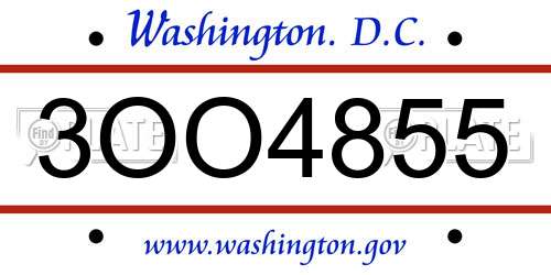 3OO4855 District Of Columbia License Plate
