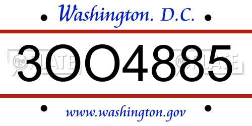 3OO4885 District Of Columbia License Plate