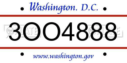 3OO4888 District Of Columbia License Plate