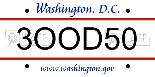 3OOD50 District Of Columbia License Plate