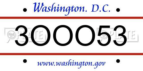 3OOO53 District Of Columbia License Plate