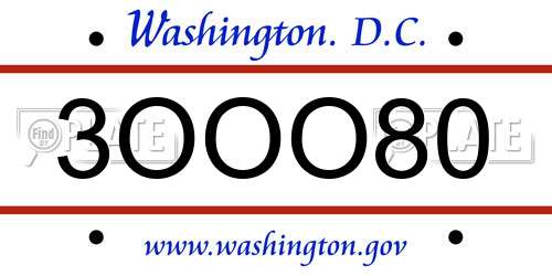 3OOO80 District Of Columbia License Plate