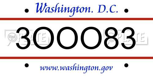 3OOO83 District Of Columbia License Plate
