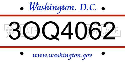 3OQ4062 District Of Columbia License Plate
