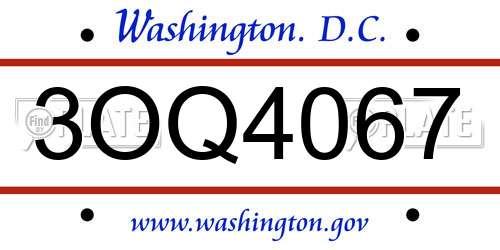 3OQ4067 District Of Columbia License Plate