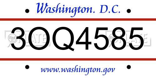 3OQ4585 District Of Columbia License Plate
