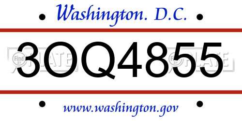 3OQ4855 District Of Columbia License Plate