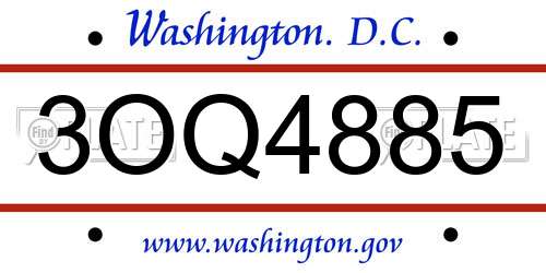 3OQ4885 District Of Columbia License Plate