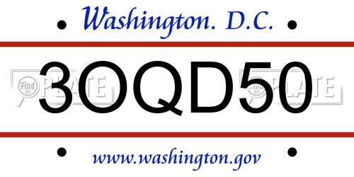 3OQD50 District Of Columbia License Plate
