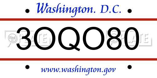 3OQO80 District Of Columbia License Plate