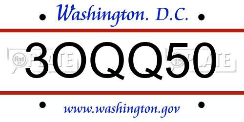 3OQQ50 District Of Columbia License Plate