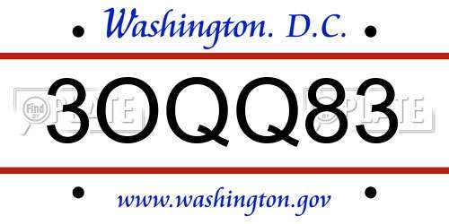 3OQQ83 District Of Columbia License Plate