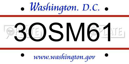 3OSM61 District Of Columbia License Plate