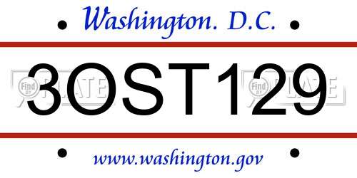 3OST129 District Of Columbia License Plate