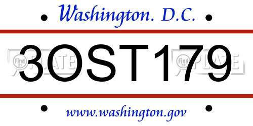 3OST179 District Of Columbia License Plate