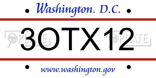 3OTX12 District Of Columbia License Plate