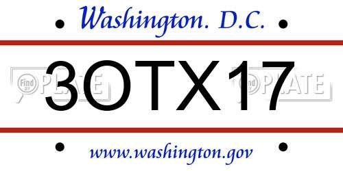 3OTX17 District Of Columbia License Plate