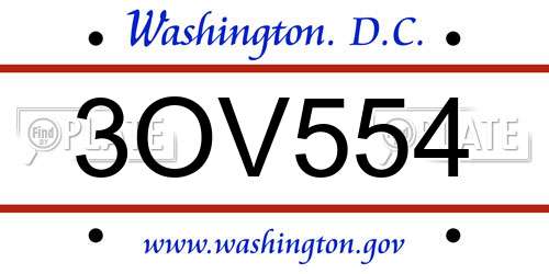 3OV554 District Of Columbia License Plate