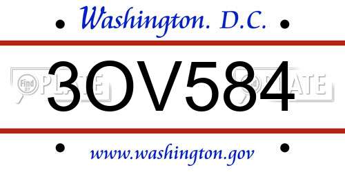 3OV584 District Of Columbia License Plate