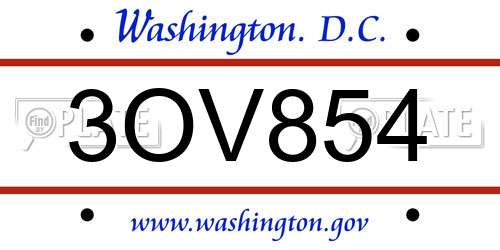 3OV854 District Of Columbia License Plate