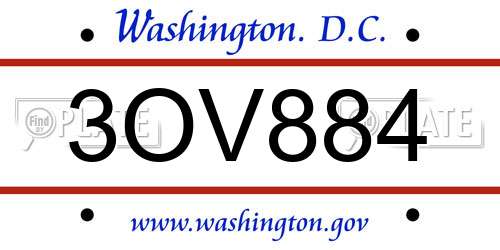 3OV884 District Of Columbia License Plate
