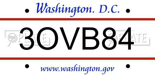 3OVB84 District Of Columbia License Plate