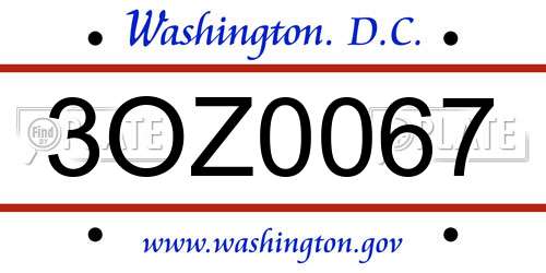 3OZ0067 District Of Columbia License Plate