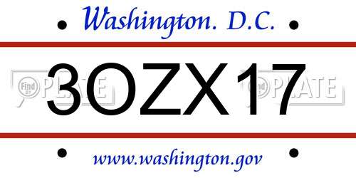 3OZX17 District Of Columbia License Plate