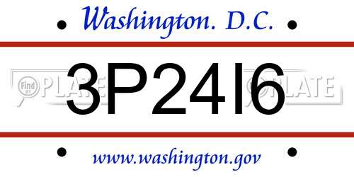 3P24I6 District Of Columbia License Plate