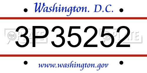 3P35252 District Of Columbia License Plate