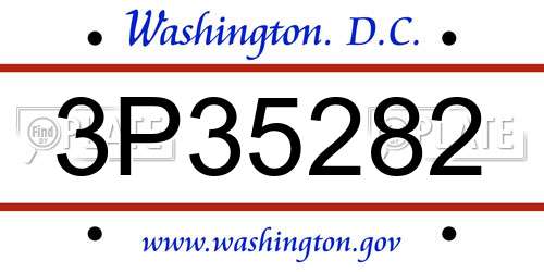 3P35282 District Of Columbia License Plate