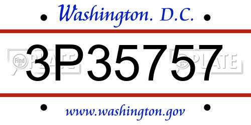 3P35757 District Of Columbia License Plate