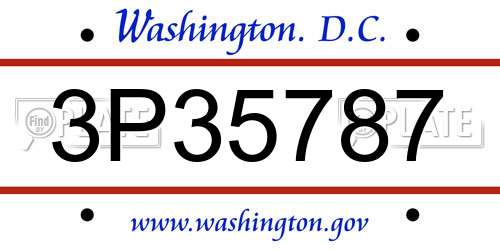 3P35787 District Of Columbia License Plate