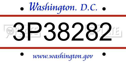 3P38282 District Of Columbia License Plate