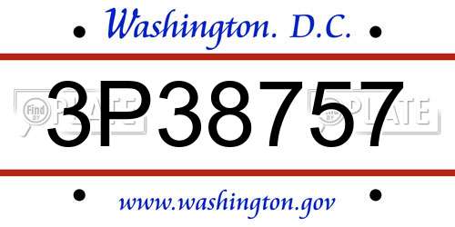 3P38757 District Of Columbia License Plate