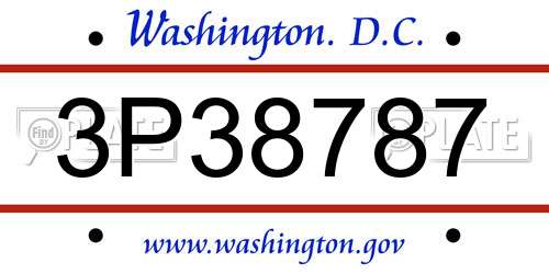 3P38787 District Of Columbia License Plate