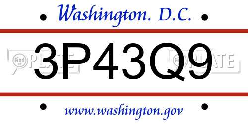 3P43Q9 District Of Columbia License Plate