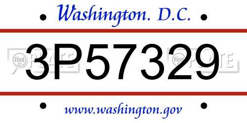 3P57329 District Of Columbia License Plate