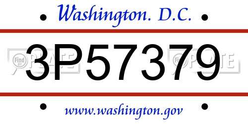 3P57379 District Of Columbia License Plate