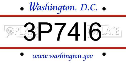 3P74I6 District Of Columbia License Plate