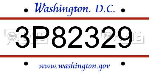 3P82329 District Of Columbia License Plate